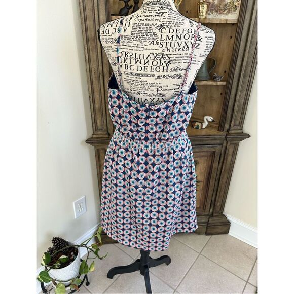 J.Crew Factory Women's Retro Neon Pink/Blue Floral Slip Dress - Picture 4 of 7